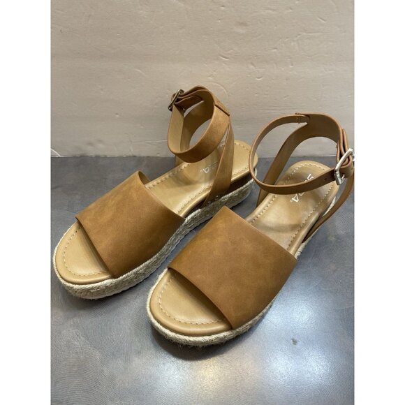 Soda Women's Ankle Buckle Espadrilles Platform Brown Open Toe Strappy Sandal 8.5 - Picture 6 of 10